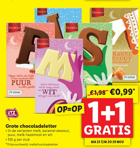 Favorina   chocoladeletter folder aanbieding bij  Lidl - details