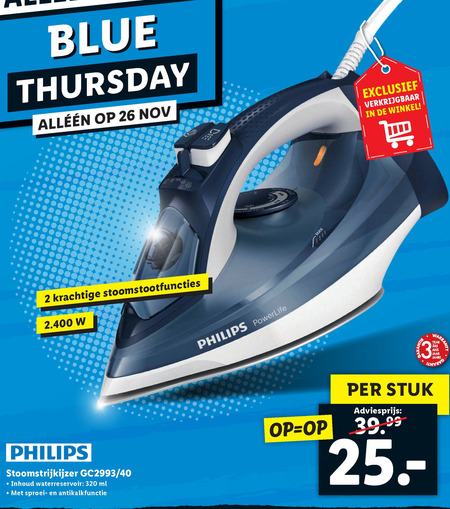 Philips   stoomstrijkijzer folder aanbieding bij  Lidl - details