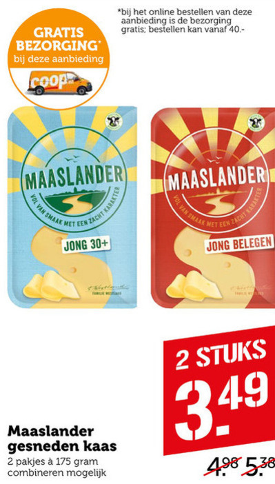 Maaslander   kaasplakken folder aanbieding bij  Coop - details