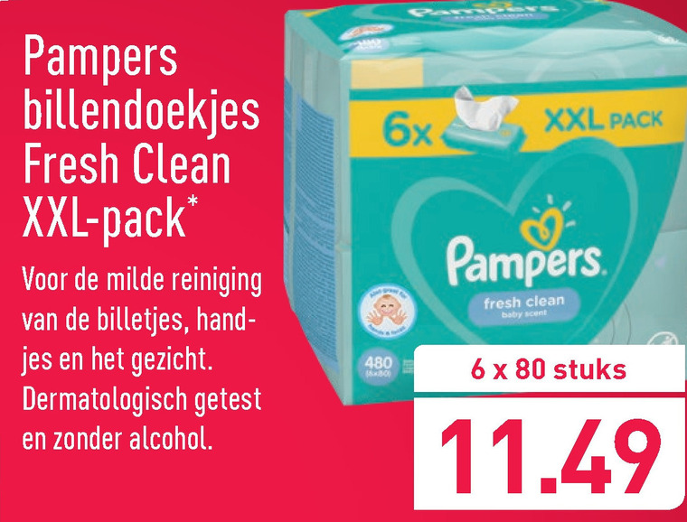 Pampers billendoekjes folder aanbieding Aldi - details