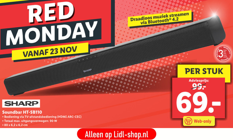 Sharp   soundbar folder aanbieding bij  Lidl - details