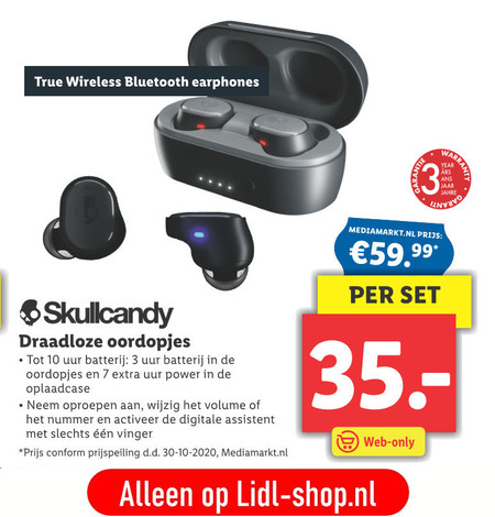 Skullcandy   oortelefoon folder aanbieding bij  Lidl - details