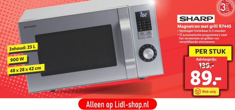 Sharp   combimagnetron folder aanbieding bij  Lidl - details