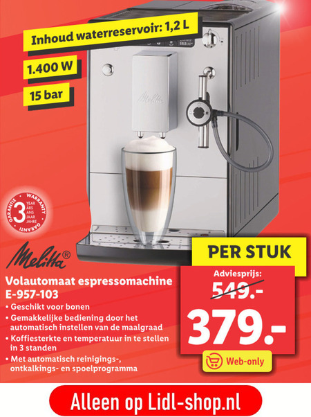 Melitta   espressoapparaat folder aanbieding bij  Lidl - details