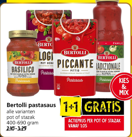 Bertolli   pastasaus folder aanbieding bij  Jan Linders - details