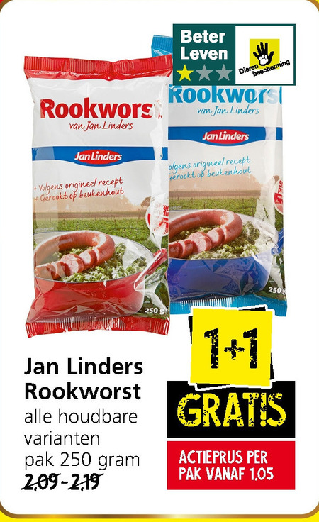 Jan Linders Huismerk   rookworst folder aanbieding bij  Jan Linders - details