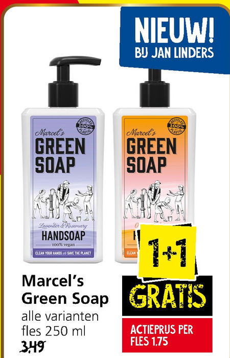 Marcels Green Soap   handzeep folder aanbieding bij  Jan Linders - details