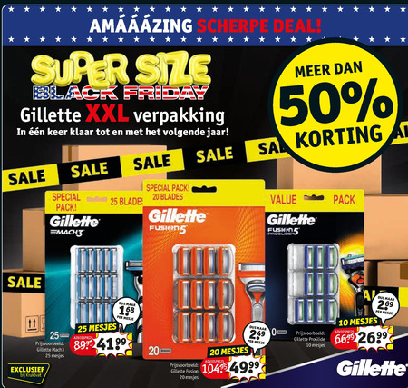 Gillette   scheermesjes folder aanbieding bij  Kruidvat - details