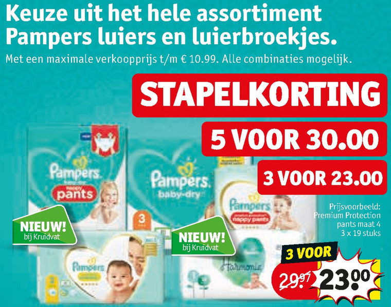 Pampers   luierbroekjes, luiers folder aanbieding bij  Kruidvat - details