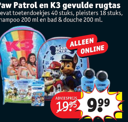 Paw Patrol   kinderrugtas folder aanbieding bij  Kruidvat - details