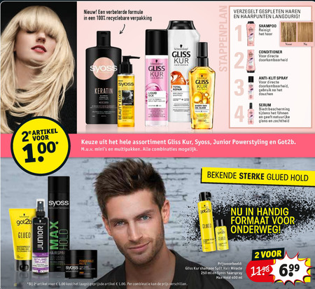 Gliss Kur   conditioner, hairspray folder aanbieding bij  Kruidvat - details