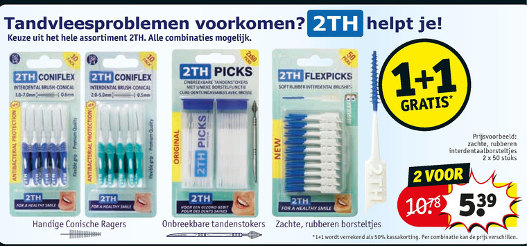 2TH   tandenstokers, interdentale ragers folder aanbieding bij  Kruidvat - details