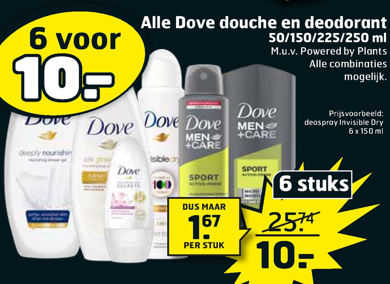 Dove   deodorant, douchegel folder aanbieding bij  Trekpleister - details