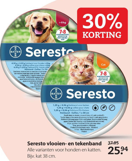 Verlengen Vel Aanbod Seresto vlooienband folder aanbieding bij Pets Place - details