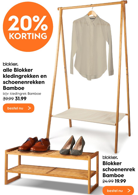 Ontvangst Ambitieus Vooravond Blokker Huismerk kledingrek, schoenenrek folder aanbieding bij Blokker -  details