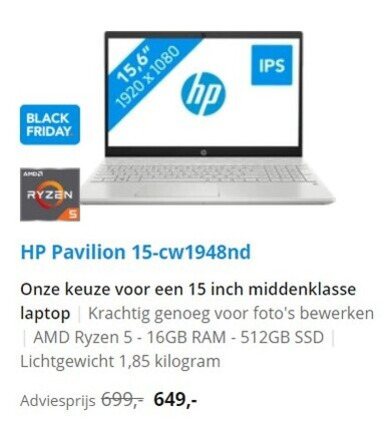 HP   notebook folder aanbieding bij  Coolblue - details