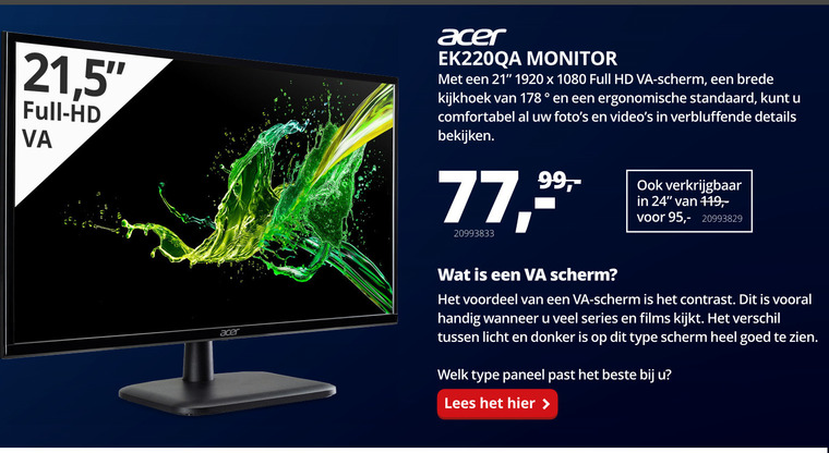 Acer   monitor folder aanbieding bij  Paradigit - details