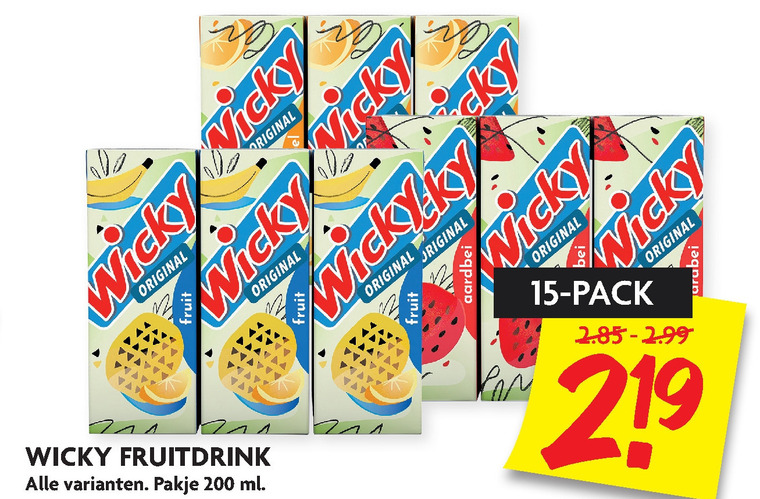 Wicky   fruitdrank folder aanbieding bij  Dekamarkt - details