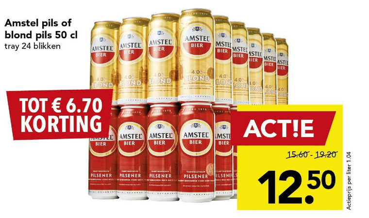 Amstel   blikje bier folder aanbieding bij  Deen - details