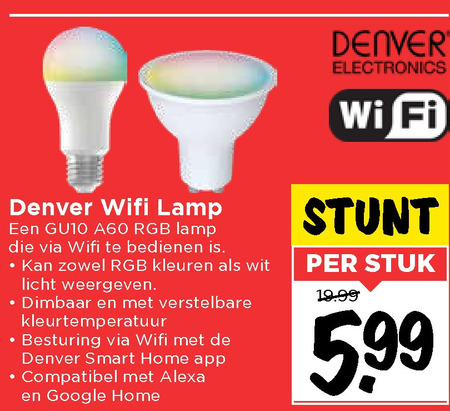 Denver   smart ledlamp folder aanbieding bij  Vomar - details