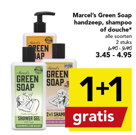 Marcels Green Soap   handzeep, shampoo folder aanbieding bij  Deen - details