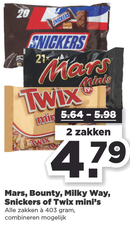 Milky Way   mini chocoladerepen folder aanbieding bij  Plus - details