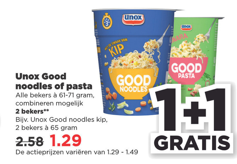 Unox   noodles folder aanbieding bij  Plus - details