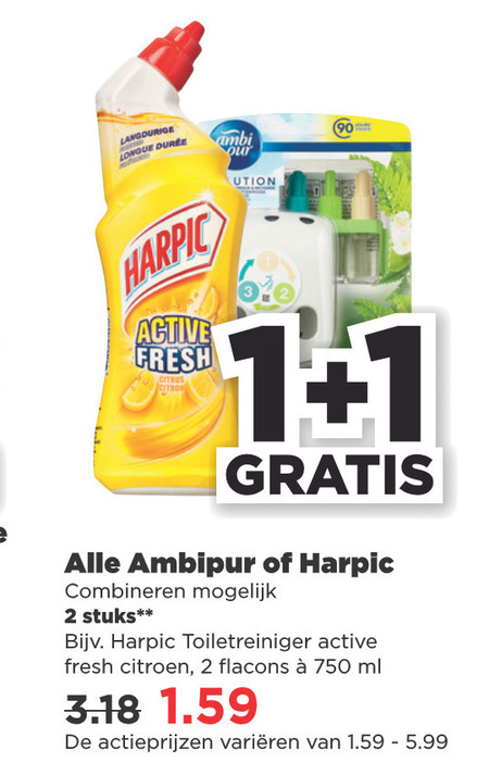 Harpic   luchtverfrisser, toiletreiniger folder aanbieding bij  Plus - details