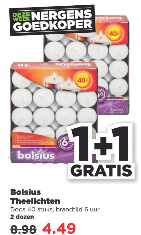 Bolsius   theelicht folder aanbieding bij  Plus - details