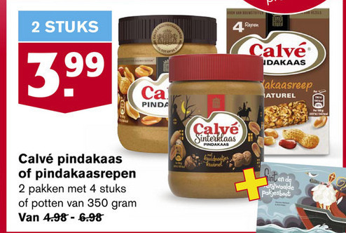 Calve   pindakaas, mueslireep folder aanbieding bij  Hoogvliet - details