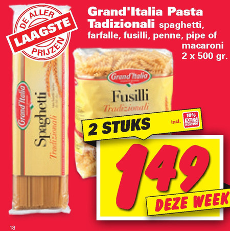 Grand Italia   penne  , fusilli folder aanbieding bij  Nettorama - details