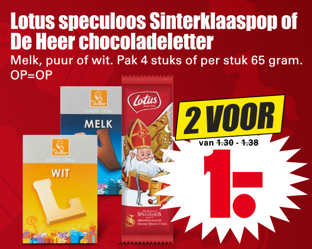 Lotus   chocoladeletter, speculaas folder aanbieding bij  Dirk - details