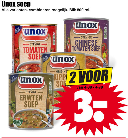 Unox   soep folder aanbieding bij  Dirk - details