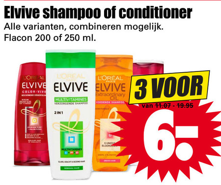 Elvive   conditioner, shampoo folder aanbieding bij  Dirk - details