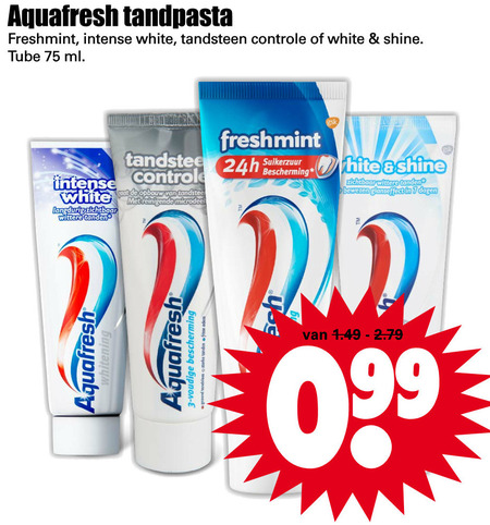 Aquafresh   tandpasta folder aanbieding bij  Dirk - details