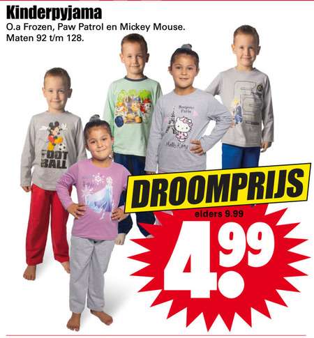 Mickey Mouse   jongenspyjama, meisjes pyjama folder aanbieding bij  Dirk - details