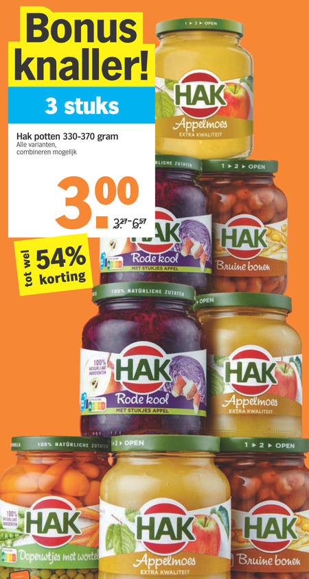 Hak   appelmoes, bruine bonen folder aanbieding bij  Albert Heijn - details