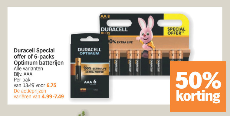 Duracell   batterij folder aanbieding bij  Albert Heijn - details