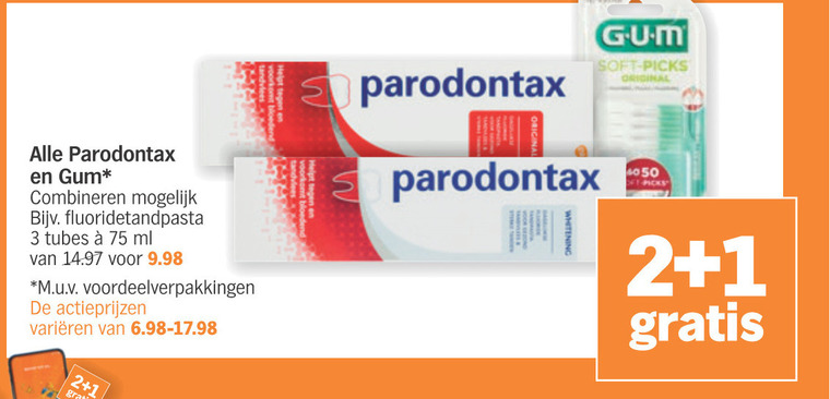 Paradontax   interdentale ragers, tandpasta folder aanbieding bij  Albert Heijn - details