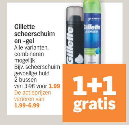 Gillette   scheergel, scheerschuim folder aanbieding bij  Albert Heijn - details