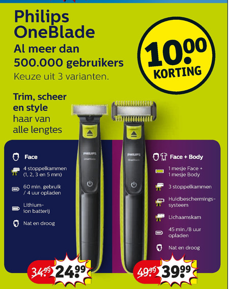 Philips   elektrisch scheerapparaat folder aanbieding bij  Kruidvat - details