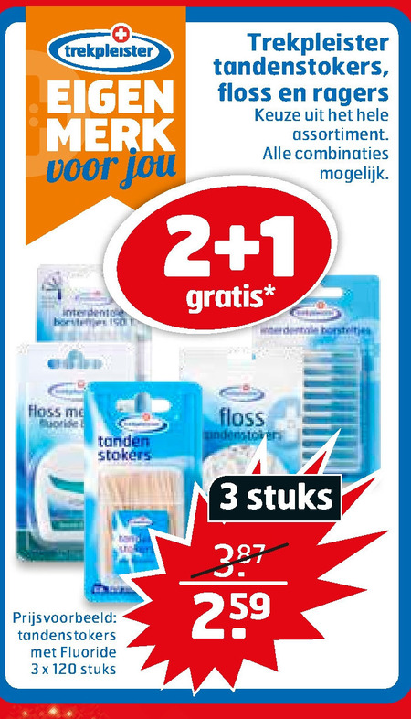 Trekpleister Huismerk   tandenstokers, tandenflosser folder aanbieding bij  Trekpleister - details