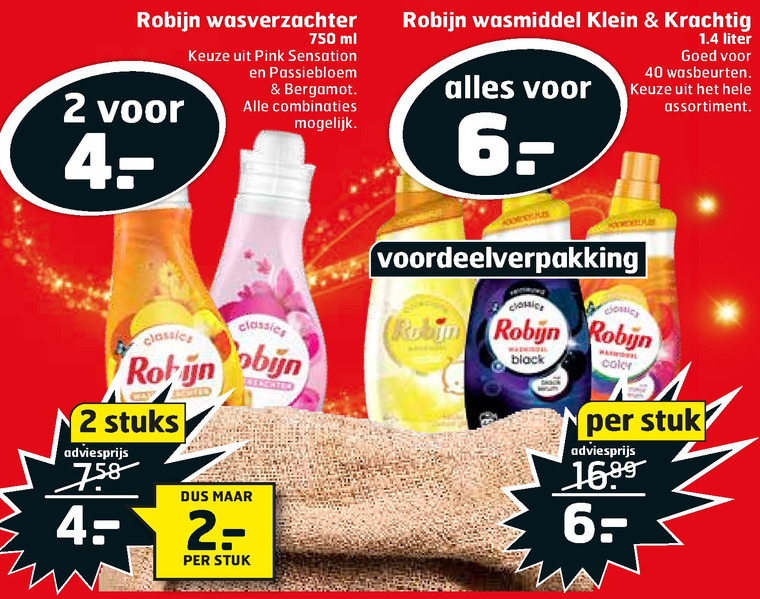 Robijn   wasmiddel, wasverzachter folder aanbieding bij  Trekpleister - details