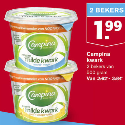 Campina   kwark folder aanbieding bij  Hoogvliet - details