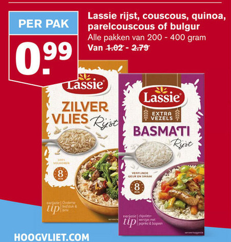 Lassie   couscous, rijst folder aanbieding bij  Hoogvliet - details