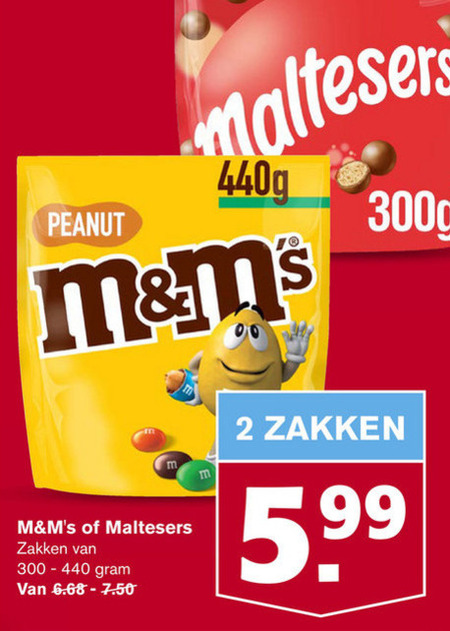 Maltesers   chocolade, chocoladepindas folder aanbieding bij  Hoogvliet - details