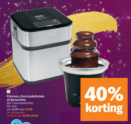 Princess   chocoladefontein, ijsmachine folder aanbieding bij  Albert Heijn - details