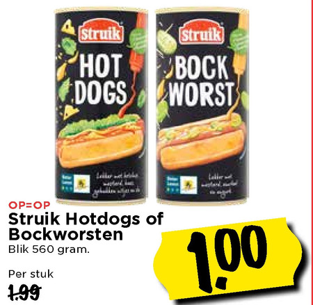 Struik   hotdogworstjes, knakworst folder aanbieding bij  Vomar - details