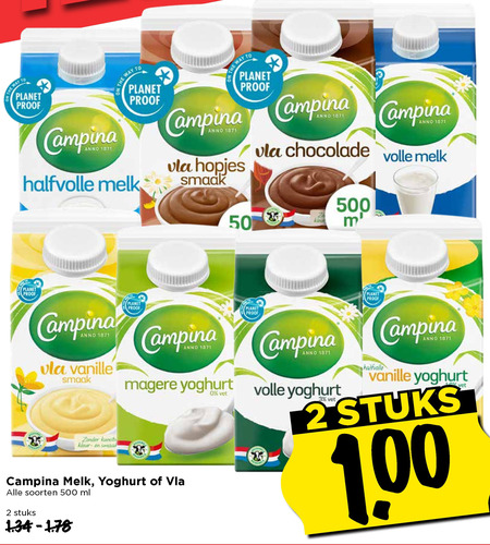 Campina   melk, yoghurt folder aanbieding bij  Vomar - details