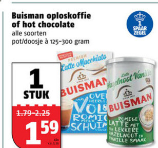 Buisman   oploskoffie, chocolademelk folder aanbieding bij  Poiesz - details